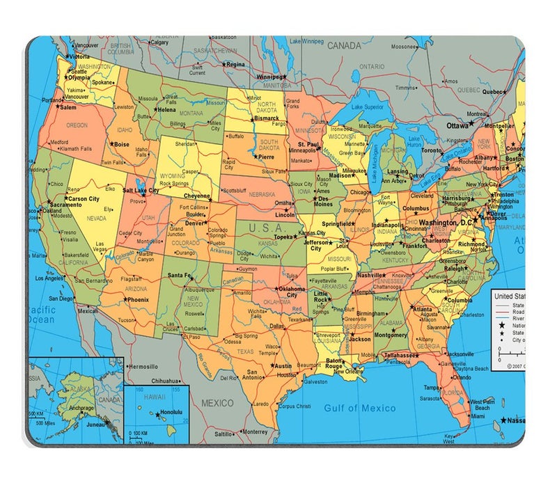 Smooffly United States Map Non-Slip Rubber Gaming Mouse Pad - Image 1